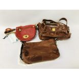 3 HANDBAGS MARKED OUSHKA, FOSSIL,