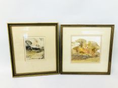 2 X FRAMED WATERCOLOURS FORESTRY SCENES BEARING SIGNATURE "G.