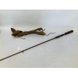A HARDY SPLIT CANE BOAT ROD #45642 MANUFACTURED 1910 - HARDY'S CAT. NO.5 "OVERHEAD 6FT.