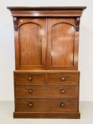 A VICTORIAN MAHOGANY LINEN PRESS,