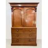 A VICTORIAN MAHOGANY LINEN PRESS,