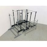 COLLECTION OF 6 ADJUSTABLE CLOTHES RAILS AND CHROME FINISH TEAPOT