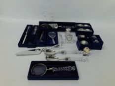 COLLECTION OF BOXED EDINBURGH CRYSTAL TO INCLUDE A CAKE SLICE, MAGNIFYING GLASS, LETTER OPENER,