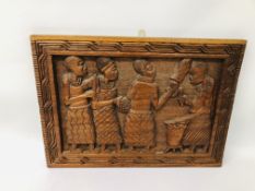 A NIGERIAN WALL HANGING CARVING MARKED "OSAWE CARVING INDUSTRY"