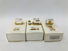 3 X SWAROVSKI MINIATURES COMPRISING A TRAIN AND 2 CARRIAGES 209 454, 219 193,