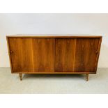 MID CENTURY DANISH SIDEBOARD WITH SLIDING DOORS - H 73CM. W 44CM. L 13CM.