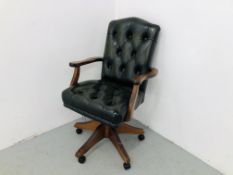 A DUCAL BOTTLE GREEN BUTTON BACK OFFICE CHAIR