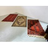 THREE EASTERN PATTERNED RUGS (RED PATTERNED 180CM X 90CM,