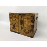 A PERIOD JAPANESE MARQUETRY 7 DRAWER TABLE CABINET