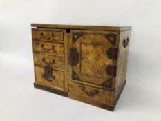 A PERIOD JAPANESE MARQUETRY 7 DRAWER TABLE CABINET