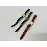 TWO LADIES RETRO SARCAR GENEVE WRISTWATCHES ON LEATHER STRAPS ALONG WITH JEAN PERRET GENEVE