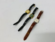 TWO LADIES RETRO SARCAR GENEVE WRISTWATCHES ON LEATHER STRAPS ALONG WITH JEAN PERRET GENEVE