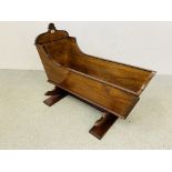 A VICTORIAN MAHOGANY CHILD'S ROCKING CRIB, LENGTH 97CM,