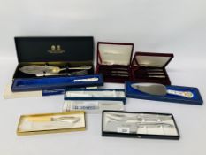 COLLECTION OF CAKE AND CHEESE KNIVES TO INCLUDE LAGUIOLE, AYNSLEY,
