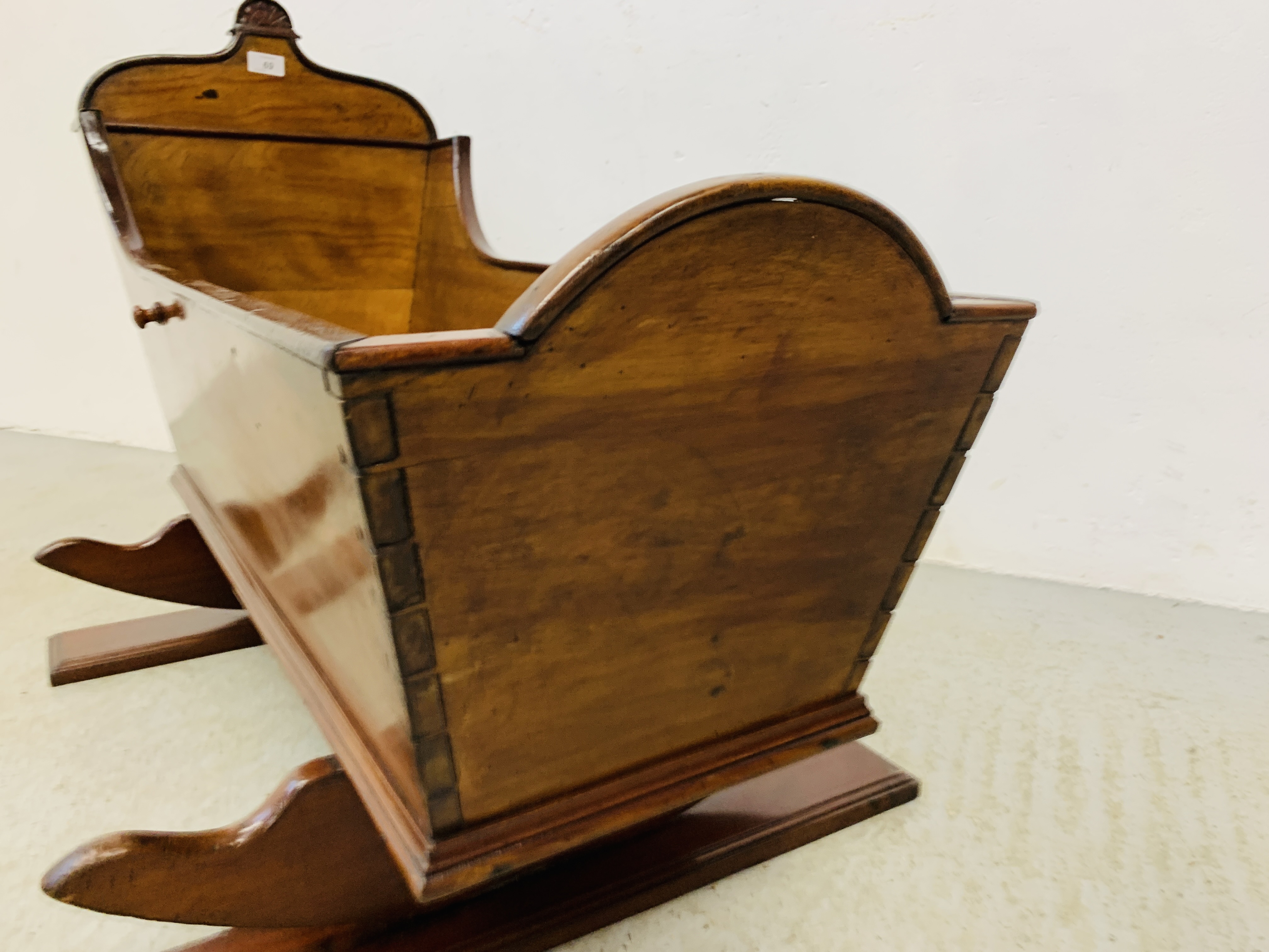 A VICTORIAN MAHOGANY CHILD'S ROCKING CRIB, LENGTH 97CM, - Image 3 of 8