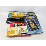 COLLECTION OF VINTAGE GAMES TO INCLUDE MAJIC, SEQUIN, MB HANGMAN, LUDO / SNAKES & LADDERS,