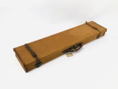 BROWN CANVAS AND LEATHER 28 / 30" SIDE BY SIDE GUN CASE WITH GALLYON AND SONS LTD CASE LABEL