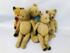 COLLECTION OF 4 VARIOUS VINTAGE TEDDY BEARS