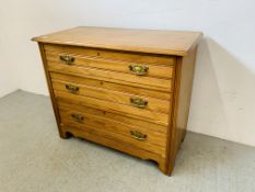 AN EDWARDIAN MAHOGANY 3 DRAWER CHEST - W 100CM. D 49CM. H 83CM.