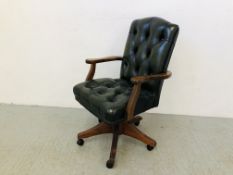 A DUCAL BOTTLE GREEN BUTTON BACK OFFICE CHAIR