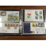 BOX WITH GB FIRST DAY COVER COLLECTION IN SIX ALBUMS, 1967-2002 WITH A FEW BENHAMS,