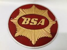 (R) BSA MOTORCYCLE PLAQUE RED