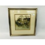 FRAMED WATERCOLOUR "COTTAGE SCENE" BEARING SIGNATURE "G. JOHN BLOCKLEY" H 19CM X W 18.5CM.