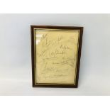 1970'S FRAMED AUTOGRAPHS NORWICH CITY BEARING SIGNATURE GRAHAM PADDON, GREG BUTLER, MALCOLM DAPLING,