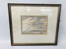 FRAMED WATERCOLOUR "SHIPPING SCENE" BEARING SIGNATURE "G.