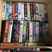 11 BOXES OF MIXED VIDEO'S AND TOSHIBA VHS AND DVD RECORDER - SOLD AS SEEN