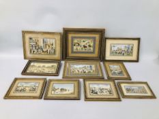 COLLECTION OF 10 VINTAGE PERSIAN PICTURE FRAMES INLAID WITH MICRO MOSAIC IN GEOMETRIC DESIGN,