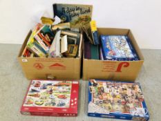 2 BOXES A/F CONTAINING VINTAGE JIGSAWS, TO INCLUDE WONDERS OF THE WORLD, WINDSOR CASTLE, THE LYRIC,