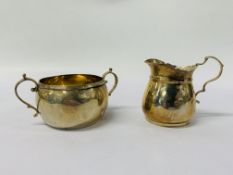 SILVER CREAM JUG AND TWO HANDLED SUGAR BOWL LONDON ASSAY