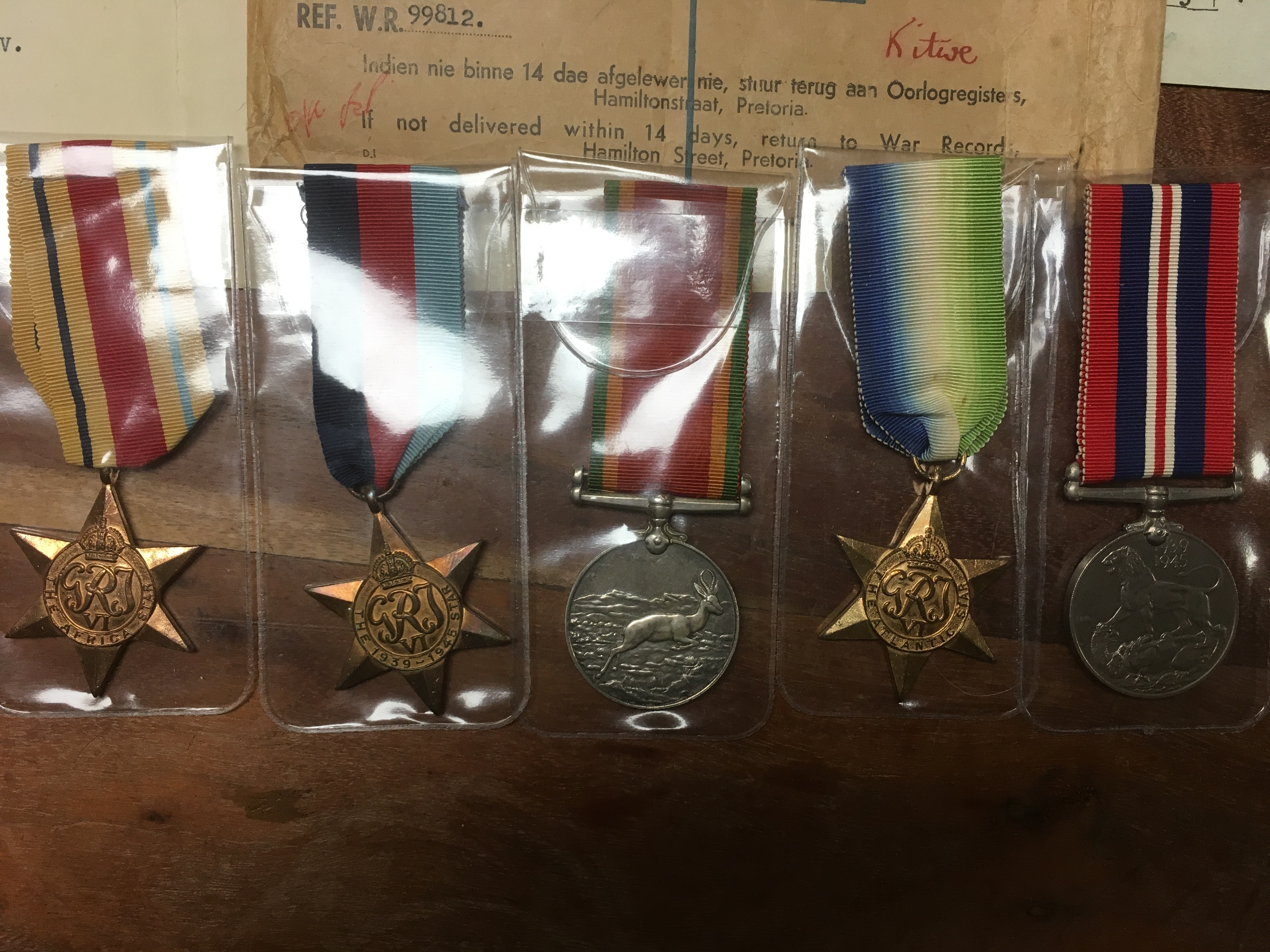 WW2 SOUTH AFRICAN AIRFORCE GROUP OF FIVE MEDALS TO 99812 W.B. - Image 2 of 13