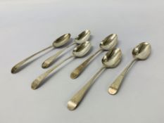 6 HESTER BATEMAN SILVER DESSERT SPOONS LONDON 1785 (123gm)