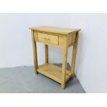 MODERN OAK SINGLE DRAWER HALL STAND (W 60CM, D 32CM,