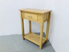 MODERN OAK SINGLE DRAWER HALL STAND (W 60CM, D 32CM,