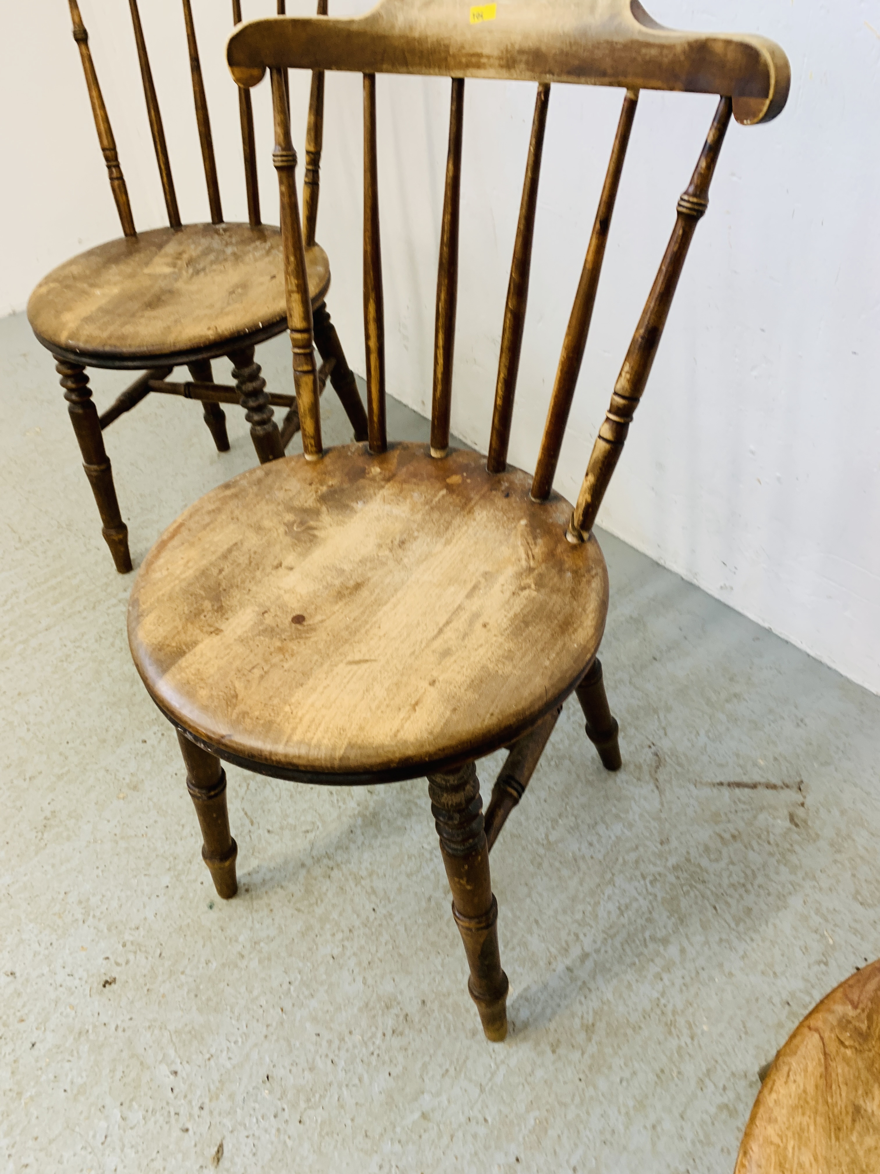 3 CHARACTER PENNY SEAT STICKBACK CHAIRS WITH TURNED LEGS A/F CONDITION - Image 7 of 8