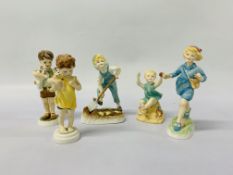 5 X ROYAL WORCESTER FIGURINES MODELLED BY G.G.