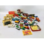 A COLLECTION OF DIE-CAST VEHICLES TO INCLUDE CORGI, LLEDO, MATCHBOX,