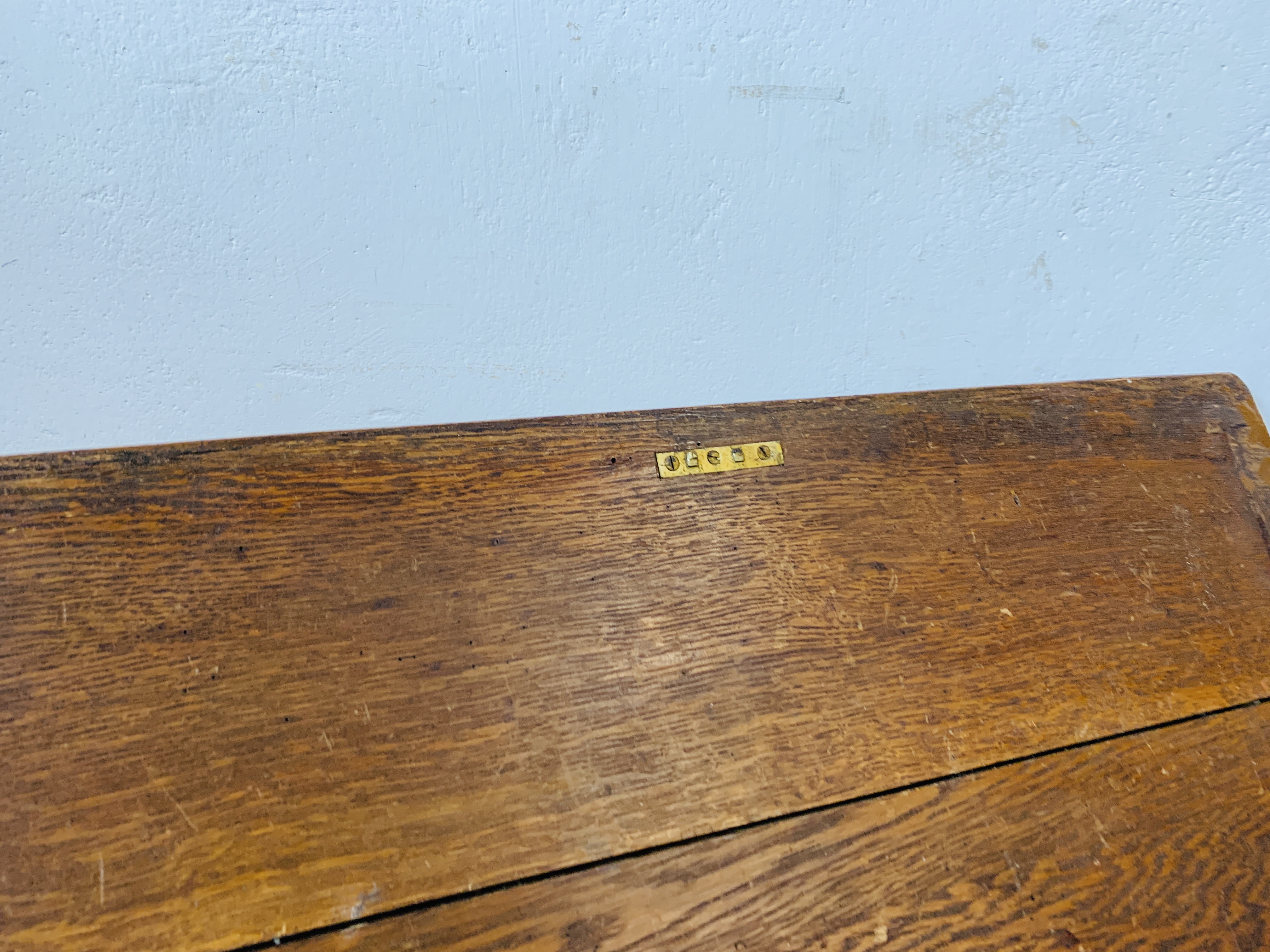 A VINTAGE OAK SCHOOL DESK - Image 8 of 8