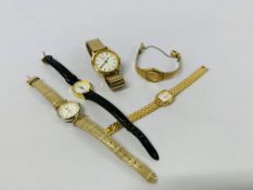 FOUR VARIOUS LADY'S WRIST WATCHES TO INCLUDE SEIKO, LIP,