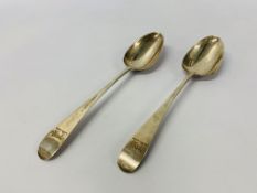 2 HESTER BATEMAN SILVER TABLESPOONS LONDON CIR 1785 (94gm)