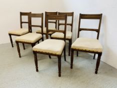 A SET OF 6 OAK FRAMED EDWARDIAN DINING CHAIRS ALONG WITH A SOLID OAK GATELEG DINING TABLE