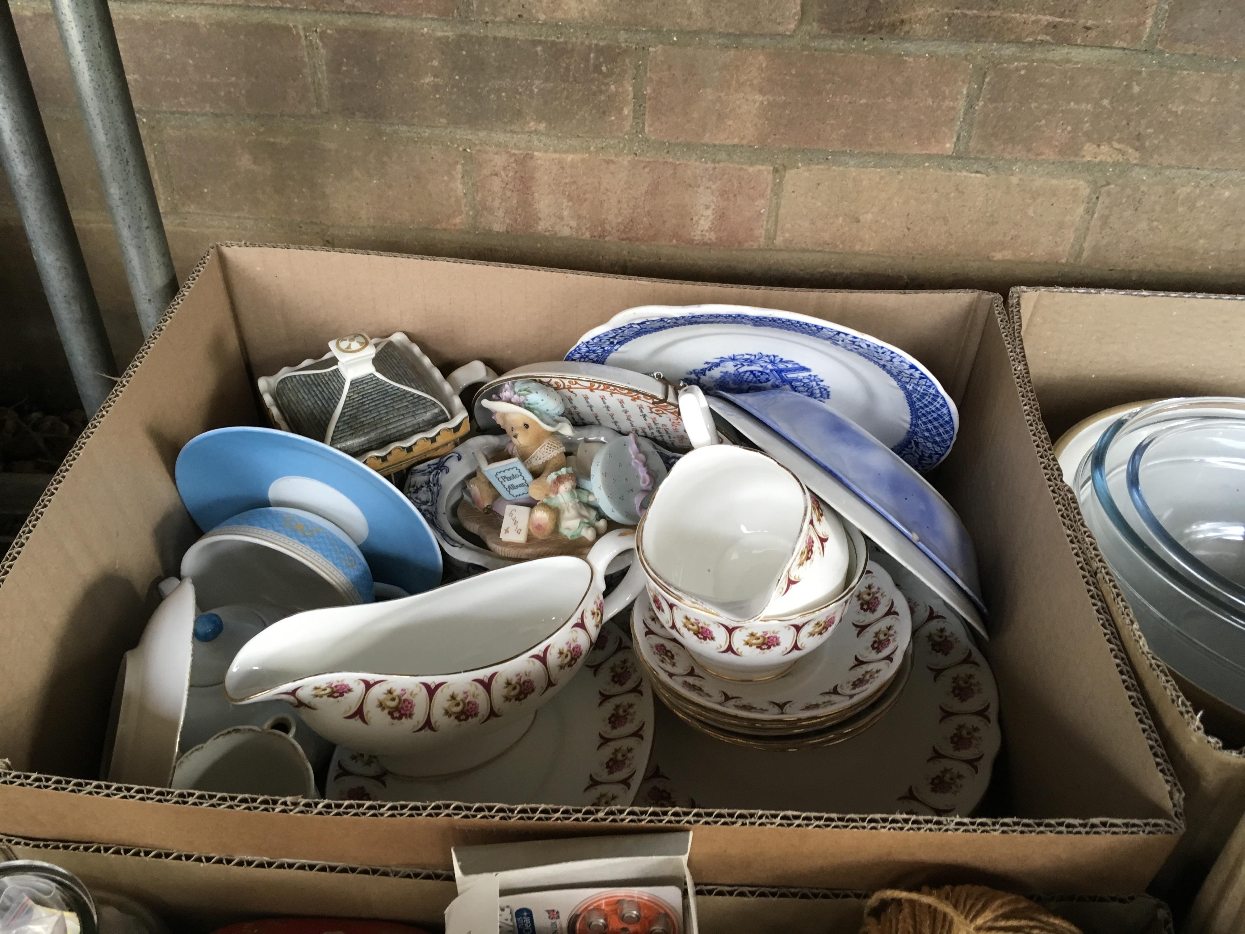 13 X BOXES OF ASSORTED HOUSEHOLD SUNDRIES TO INCLUDE SEWING ACCESSORIES, CHINA, KITCHENWARE, - Image 3 of 20