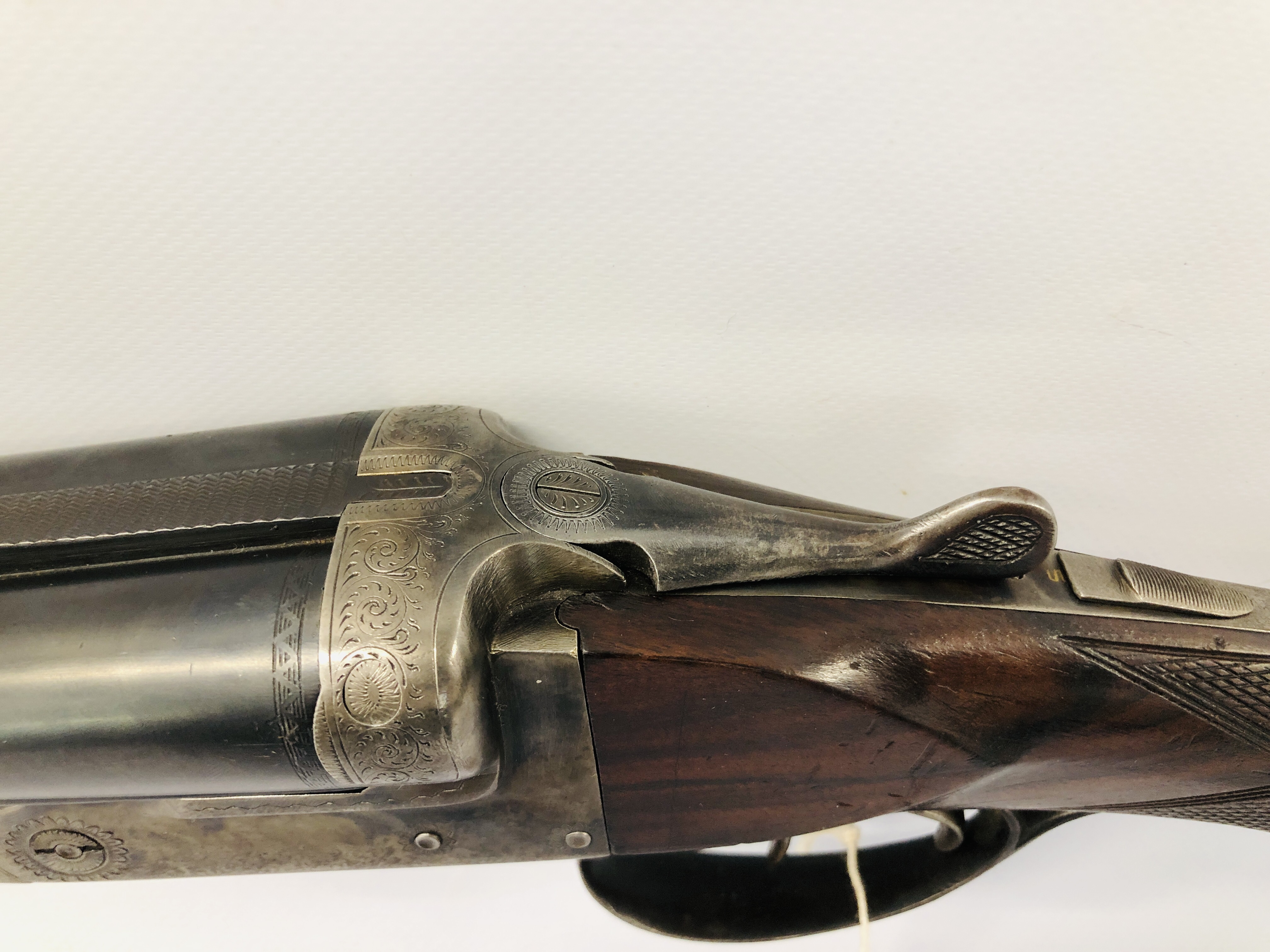 BELGIUM 12 BORE SIDE BY SIDE SHOTGUN # 1478 - (ALL GUNS TO BE INSPECTED AND SERVICED BY QUALIFIED - Image 4 of 17