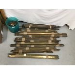 A QTY BRASS AND WOODEN STAIR ROD FITTINGS