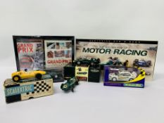 4 VARIOUS SCALEXTRIC VEHICLES TO INCLUDE VANWALL F1 CLASSIC GRAND PRIX BOXED,