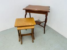 A MAHOGANY SHAPED TOP SIDE TABLE W 69CM, D 51CM,