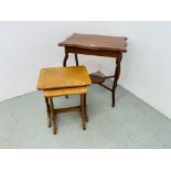 A MAHOGANY SHAPED TOP SIDE TABLE W 69CM, D 51CM,